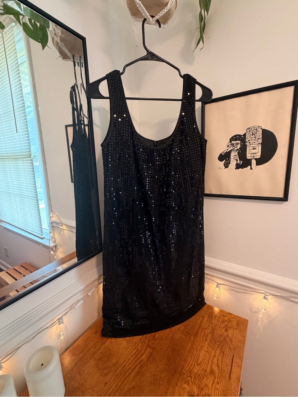 London Times Black Sequin Party Dress